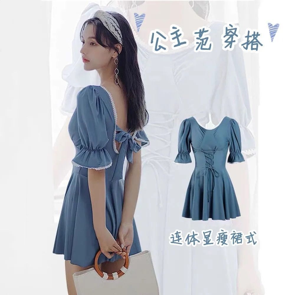 送泳帽 新款泳衣女夏韓國ins連體日系遮肚顯瘦泡溫泉保守游泳衣-細節圖4