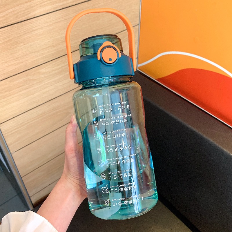 水杯女網紅款大水壺夏季天便攜背帶戶外帶吸管簡約男學生喝水杯子-細節圖8