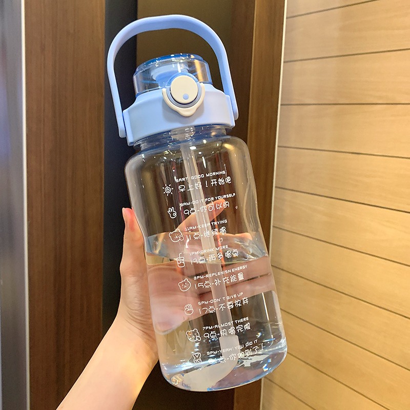 水杯女網紅款大水壺夏季天便攜背帶戶外帶吸管簡約男學生喝水杯子-細節圖9