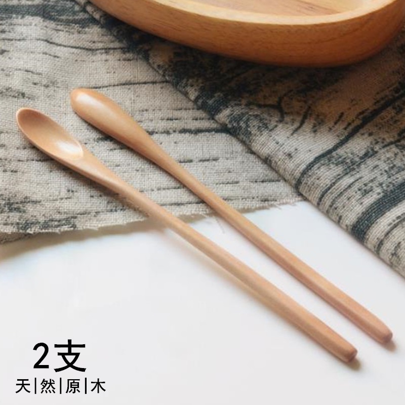 無漆原木勺子長柄攪拌勺小號咖啡勺奶粉攪拌棒蜂蜜勺甜品勺小木勺-細節圖2