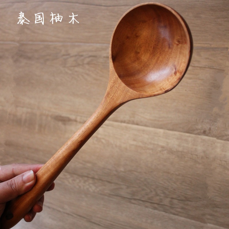 高檔柚木大湯勺長柄木頭勺子家用大號無漆木質盛粥勺稀飯勺日韓式-細節圖2