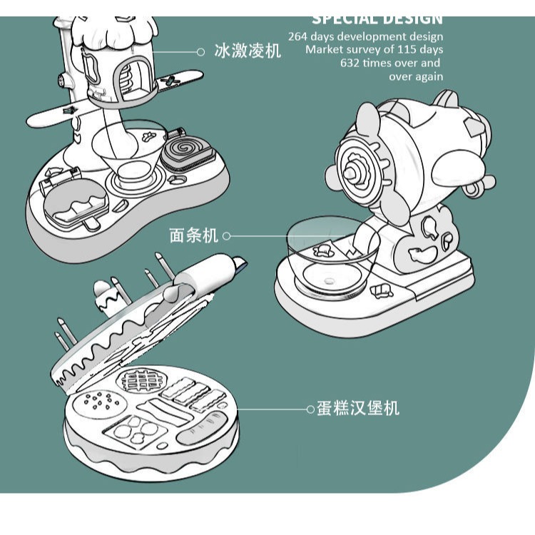 橡皮泥無毒幼兒冰淇淋機兒童彩泥面條機黏粘土模具套裝男女孩玩具-細節圖8