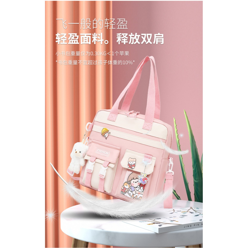 兒童帆布補習袋手提書包防水大容量可雙肩補課包小學生單肩斜挎包-細節圖8