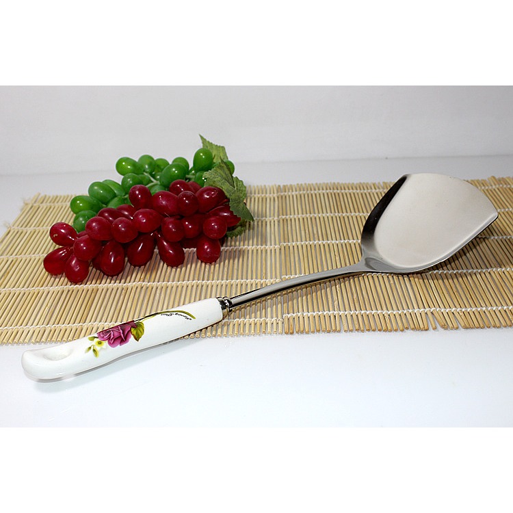 輕奢陶瓷柄鍋鏟炒勺防燙瓷柄長柄炒菜鏟廚具烹飪工具廚房用品-細節圖4