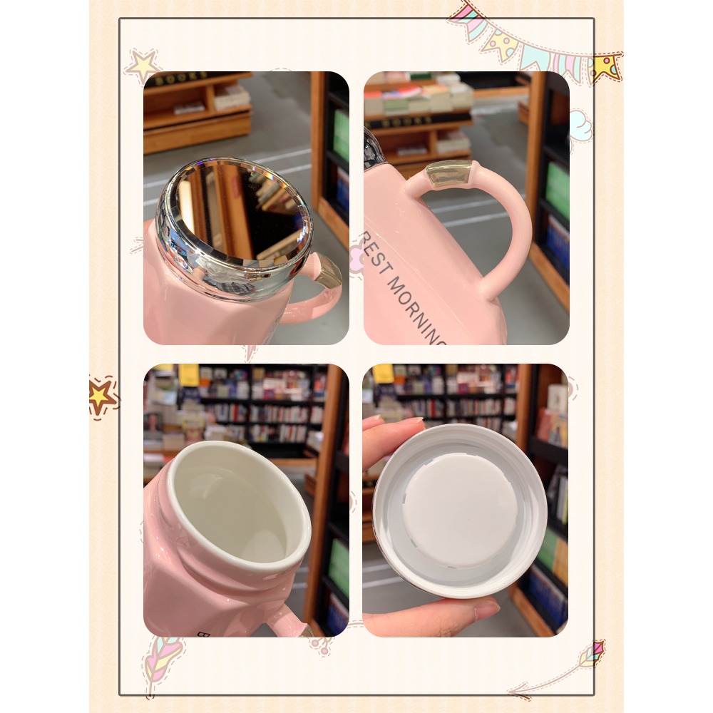 創意情侶陶瓷馬克杯高檔辦公室帶蓋喝水杯子家用咖啡牛奶燕麥杯-細節圖5