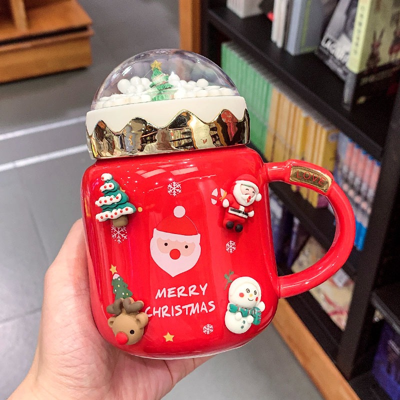 聖誕節卡通水杯禮物馬克杯早餐杯燕麥杯家用陶瓷牛奶杯子兒童學生-細節圖10