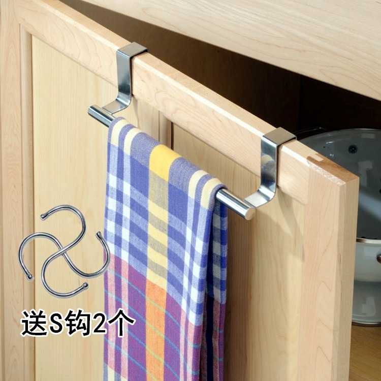 廚房抹布掛鉤櫃門掛架櫥櫃掛桿毛巾架置物架掛洗碗布毛巾桿不銹鋼-細節圖2