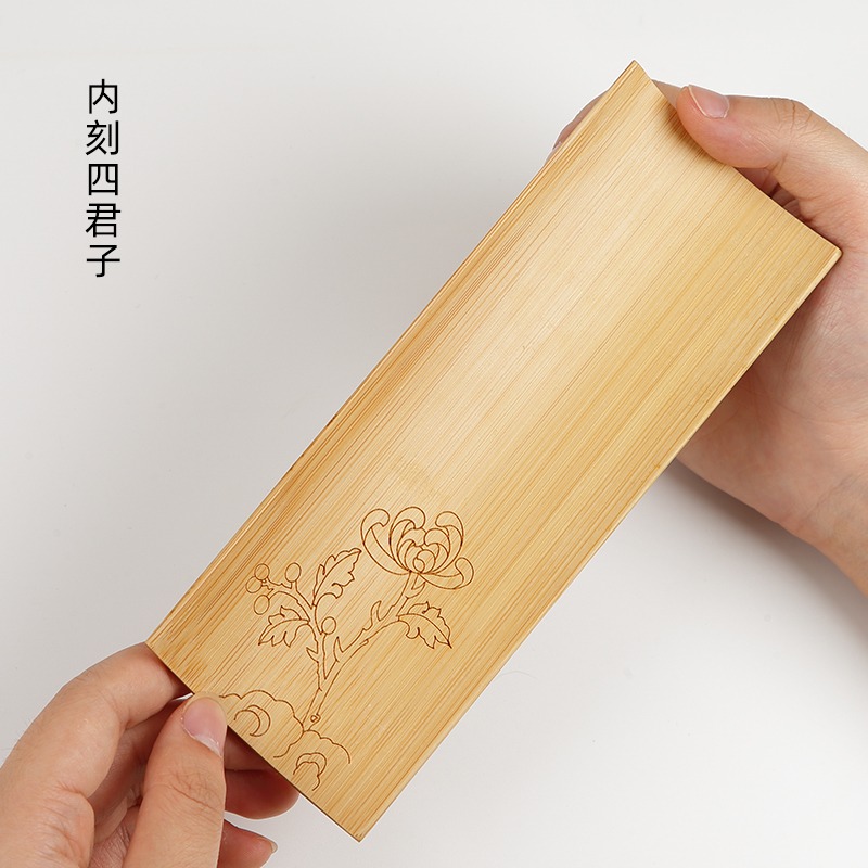 大山皮紙竹臂擱腕枕文房四寶毛筆書法臂擱竹片初學者學生練字用品竹製刻花梅蘭竹菊臂腕托架抄經寫字託手竹枕-細節圖4