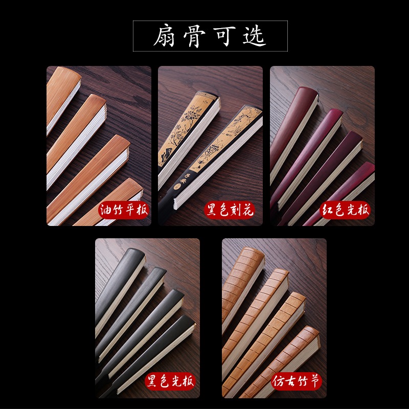 古風摺扇中國風書法題字國畫繪畫空白灑金宣紙扇子男女式隨身紙扇-細節圖4