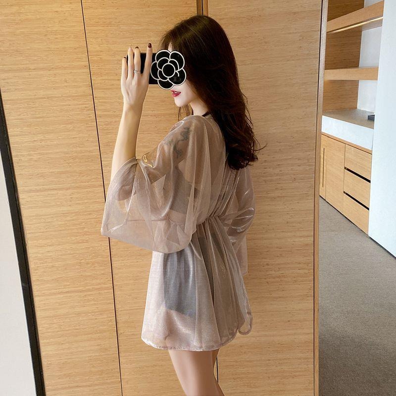 泳衣女2022新款三件套罩衫比基尼性感保守遮肚顯瘦仙女範溫泉泳裝-細節圖3
