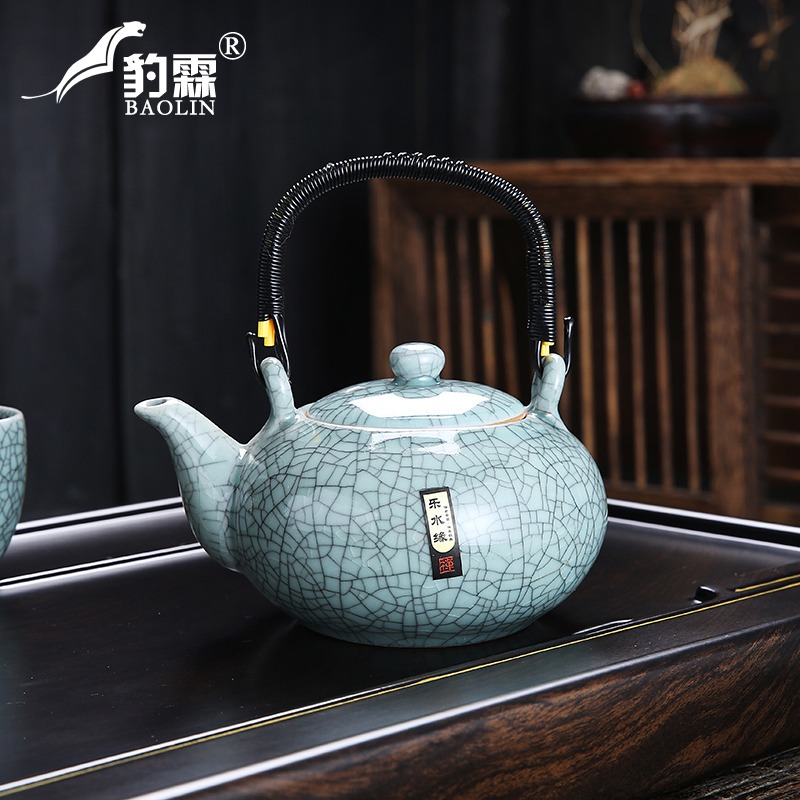 哥窯開片泡茶壺單壺陶瓷家用煮茶器沖茶水壺沏茶具普洱茶專用美人-細節圖2