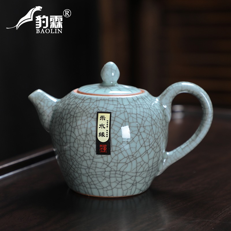 哥窯開片泡茶壺單壺陶瓷家用煮茶器沖茶水壺沏茶具普洱茶專用美人-細節圖3