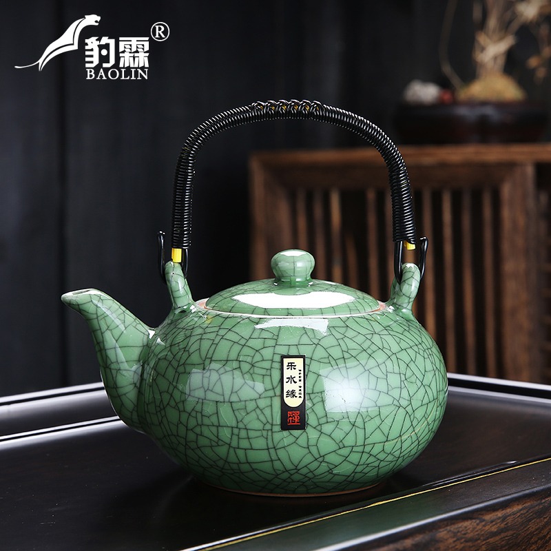 哥窯開片泡茶壺單壺陶瓷家用煮茶器沖茶水壺沏茶具普洱茶專用美人-細節圖4