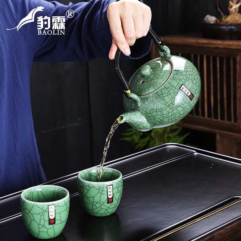 哥窯開片泡茶壺單壺陶瓷家用煮茶器沖茶水壺沏茶具普洱茶專用美人-細節圖5