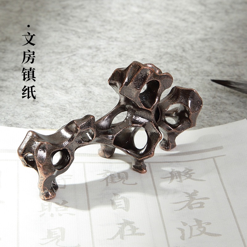 高檔仿純銅蝗蟲螞蚱筆託紅銅青銅駱駝創意筆擱筆山毛筆筆架仿古珊瑚茶寵復古銅藝擺件初學書法國畫多功能鎮紙-細節圖5