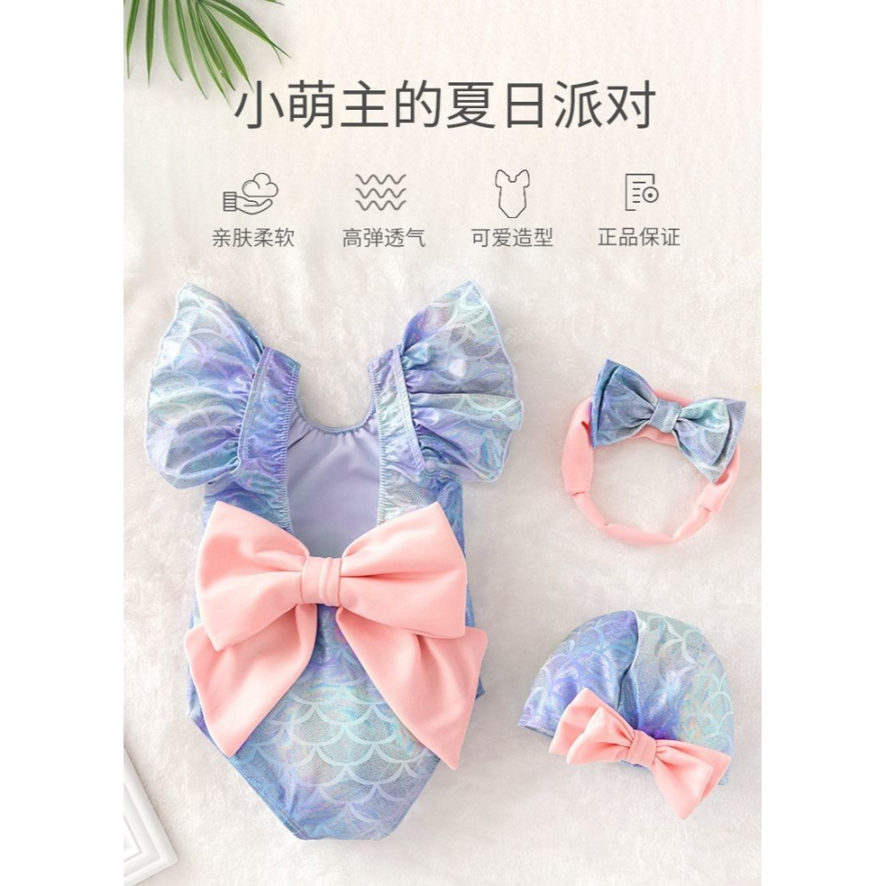 兒童泳衣女童連體美人魚公泳衣可愛女孩比基尼公主裙式游泳裝-細節圖6