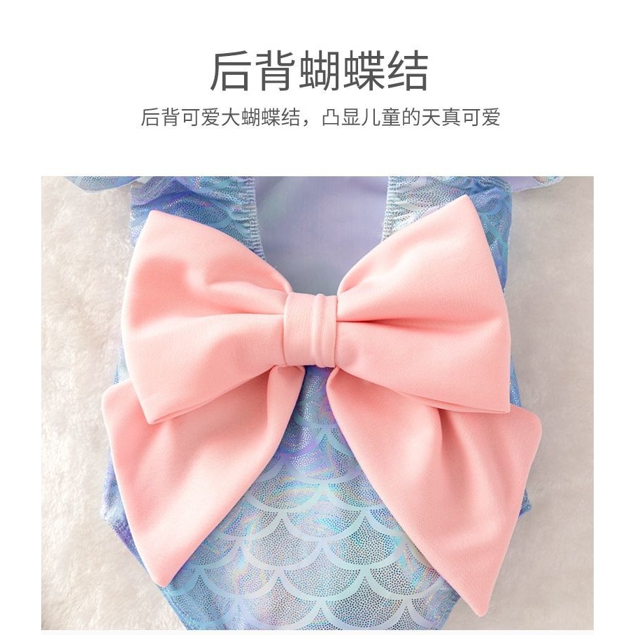 兒童泳衣女童連體美人魚公泳衣可愛女孩比基尼公主裙式游泳裝-細節圖10