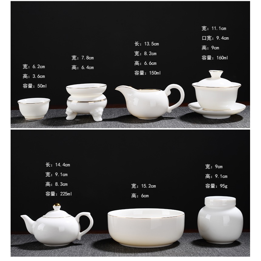 羊脂玉三才蓋碗帶蓋泡茶杯單個茶碗景德鎮喝茶具大號德化描金高端-細節圖8
