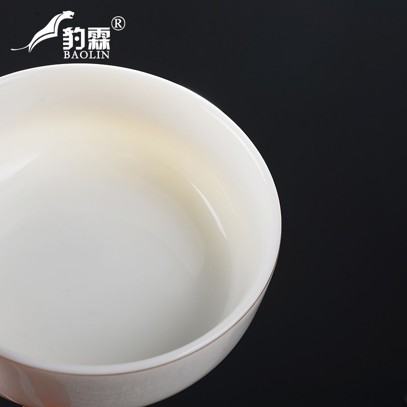德化白瓷羊脂玉小茶杯主人杯陶瓷玉瓷白色茶具杯白玉功夫茶金邊-細節圖3