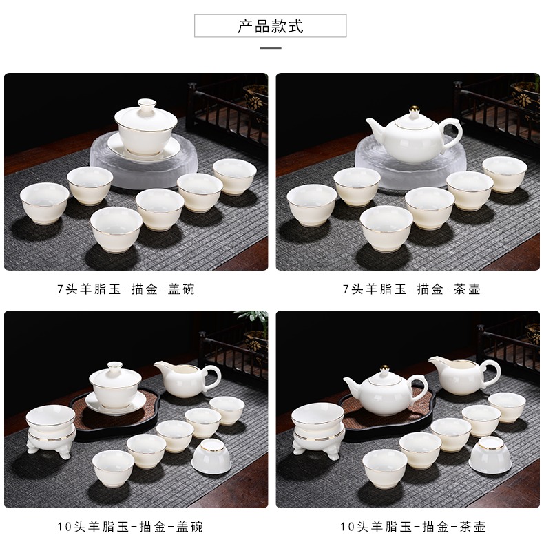 德化白瓷羊脂玉小茶杯主人杯陶瓷玉瓷白色茶具杯白玉功夫茶金邊-細節圖10