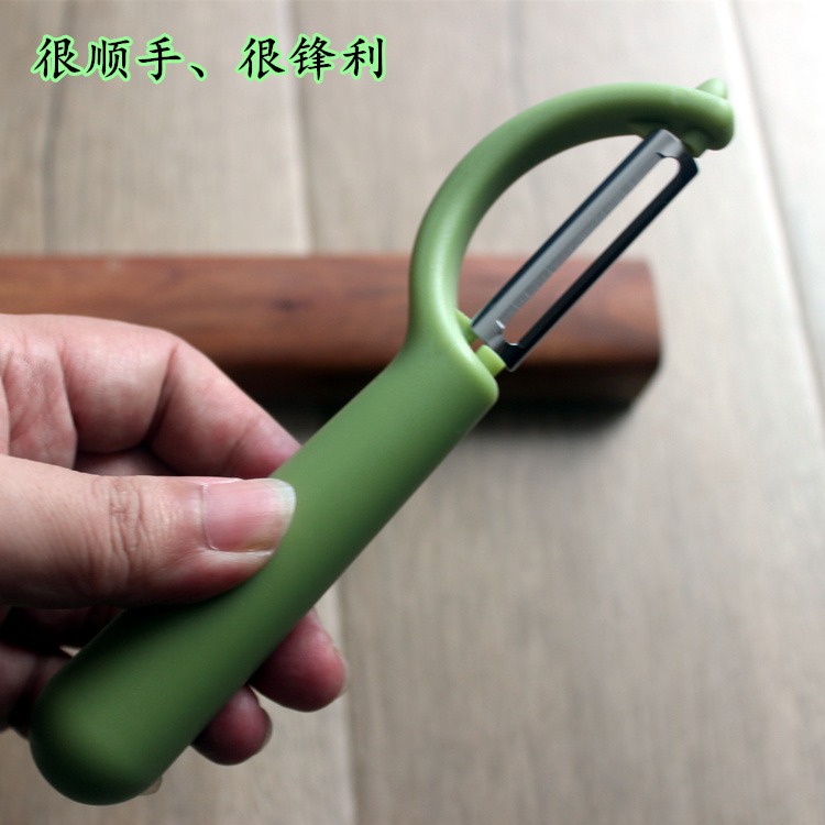 不銹鋼削皮刀 水果削皮器 蘋果削皮器 長把 多功能瓜果土豆刨皮刀-細節圖2