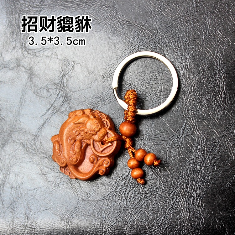 桃木算盤木質鑰匙扣掛件吊飾車內吊墜汽車裝飾品車載實木掛飾創意-細節圖5