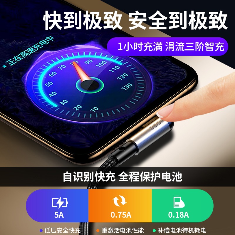 安卓數據線快充手機充電器適用華為vivo加長小米oppo快速通用彎頭micro遊戲usb帶頭彎頭2米原裝正品沖閃充-細節圖3