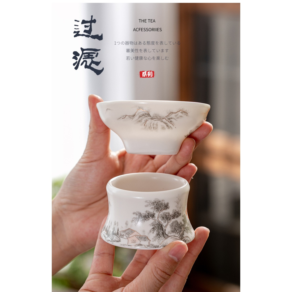 稠光釉琺瑯彩花茶漏茶濾現代創意茶漏過濾器茶葉過濾器茶渣細網-細節圖6