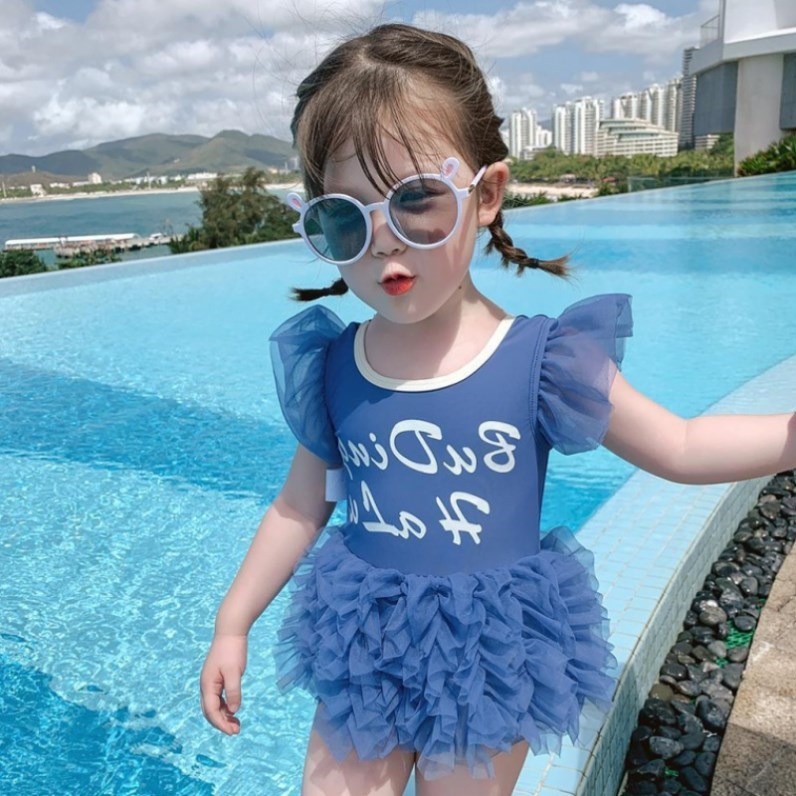 游泳連體兒童洋氣寶寶韓版蕾絲三角公主夏季泳裝2020女童小女孩-細節圖4