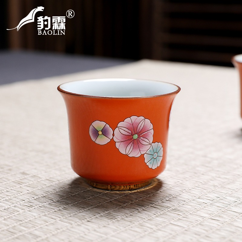 大號孔雀綠高口茶杯個人專用高檔大容量主人杯辦公茶道紅茶杯專用-細節圖4