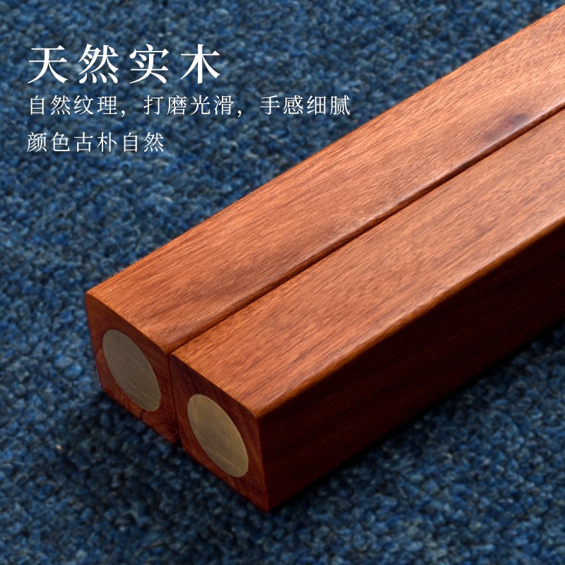 實木精品紫光檀鑲銅鎮尺彩繪竹節中國風高端鎮紙壓書器毛筆字書法專業文鎮文房四寶套裝禮盒文房擺件一對藏品-細節圖4