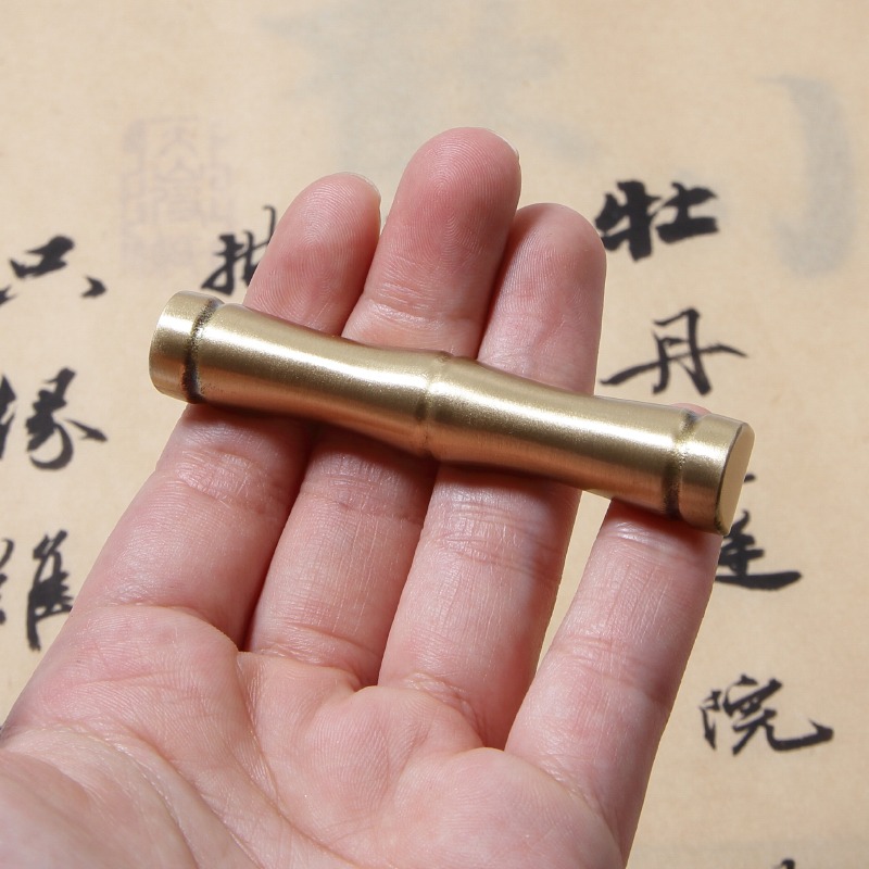 黃銅竹節筆擱毛筆古風筆架創意筆託文房四寶高檔文玩擺件多功能復古筆山初學書法國畫用品實心純銅鎮紙鎮尺-細節圖3