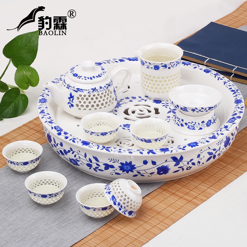 創意陶瓷功夫茶具套裝茶盤家用茶托盤小茶臺蓄水簡約簡易石頭玉石-細節圖3