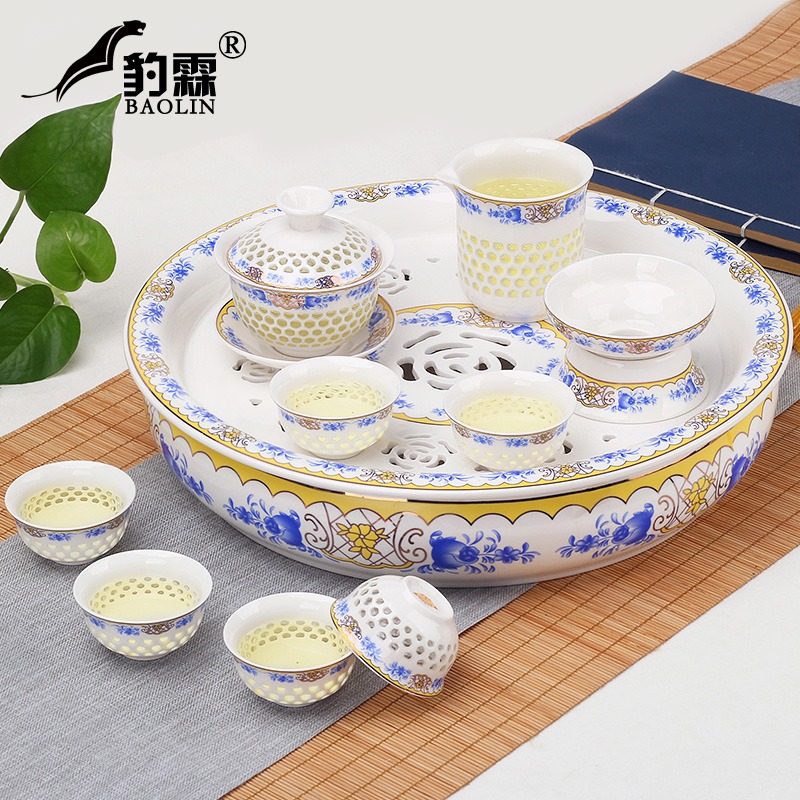 創意陶瓷功夫茶具套裝茶盤家用茶托盤小茶臺蓄水簡約簡易石頭玉石-細節圖5