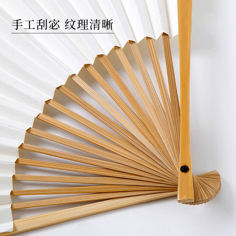 空白灑金宣紙摺扇復男女式夏季隨身摺扇手寫繪畫創作扇面雞翅木-細節圖3