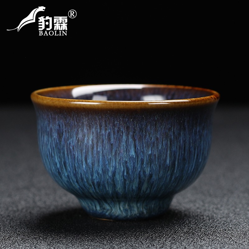 窯變白瓷器斗笠功夫小茶杯陶瓷茶盞茶碗家用單個品茗杯青花瓷泡茶-細節圖2