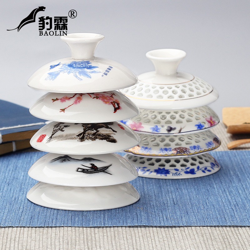 三才蓋碗帶蓋子單蓋茶碗蓋單個陶瓷茶具單賣大號配蓋配件特大茶事-細節圖4