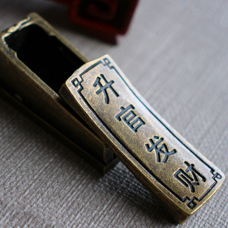實心純黃銅辦公桌面小擺件升官發財棺材古銅茶寵工藝品禮品手把件-細節圖2