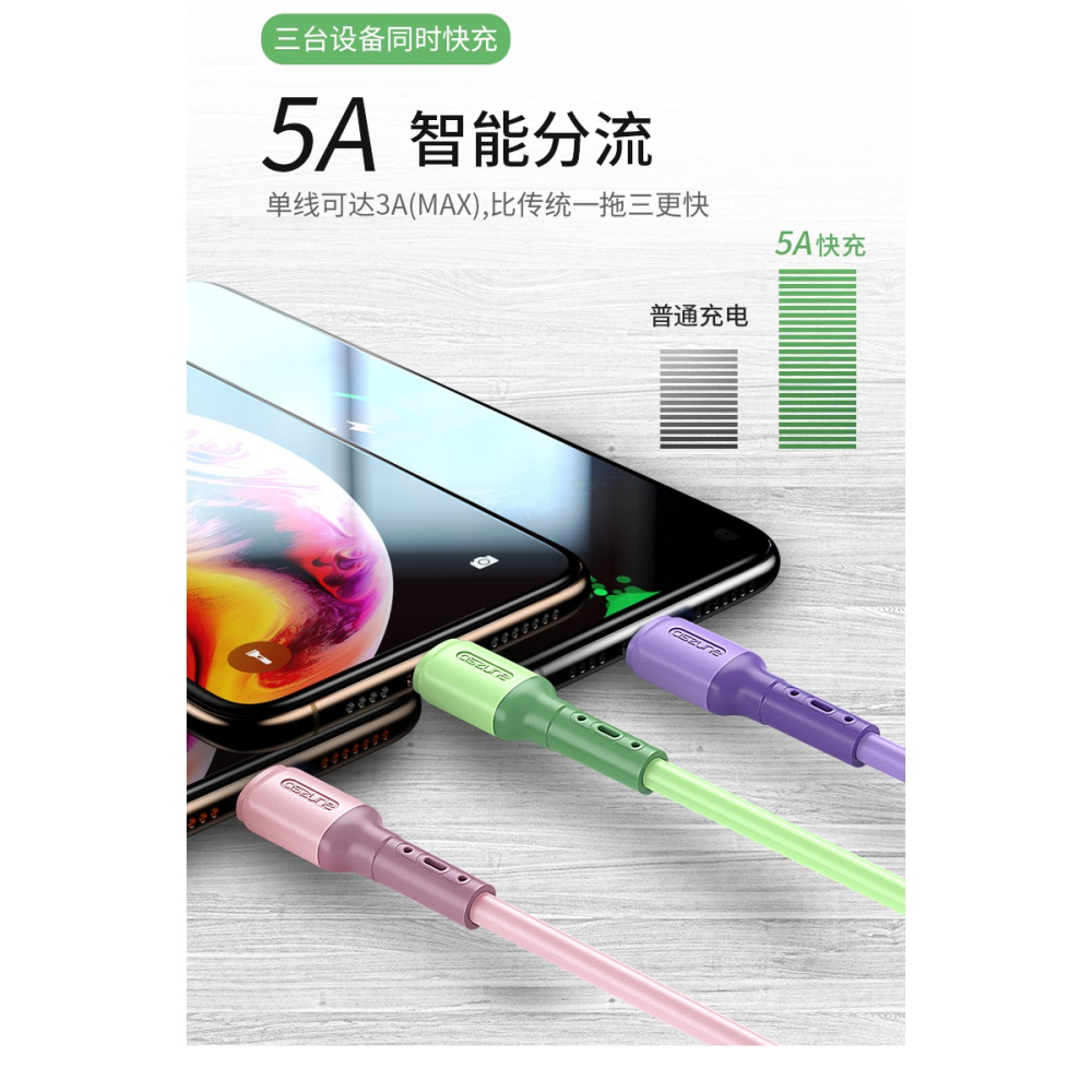 數據線三合一安卓充電器一拖三手機快充適用蘋果華為三頭充電線器5A車載車用多功能多頭USB快速閃充3三線-細節圖10