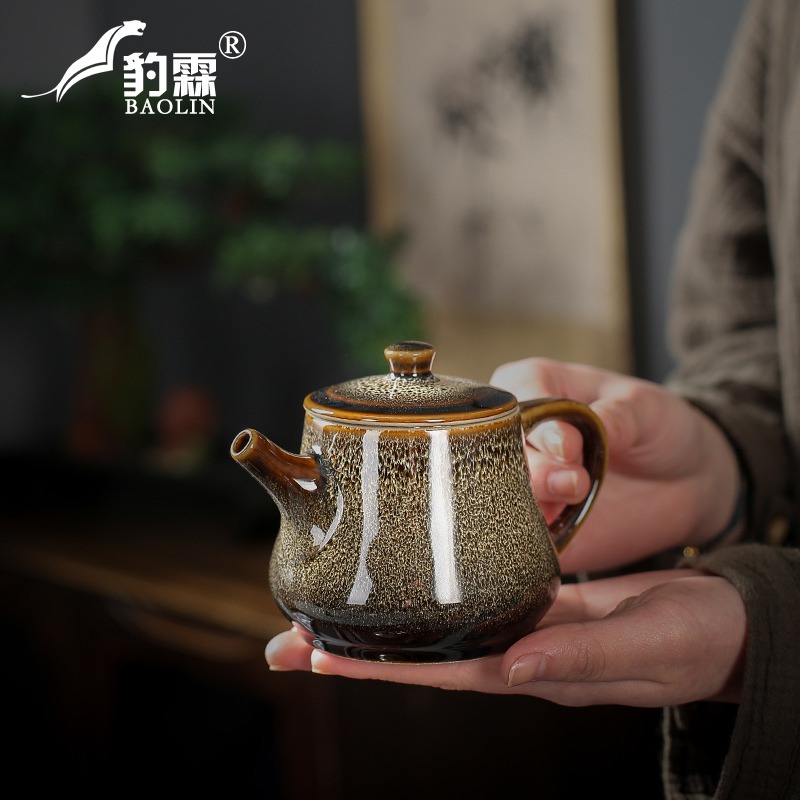 窯變泡茶壺單壺陶瓷家用煮茶器茶水壺茶具功夫單個日常辦公喝配件-細節圖3