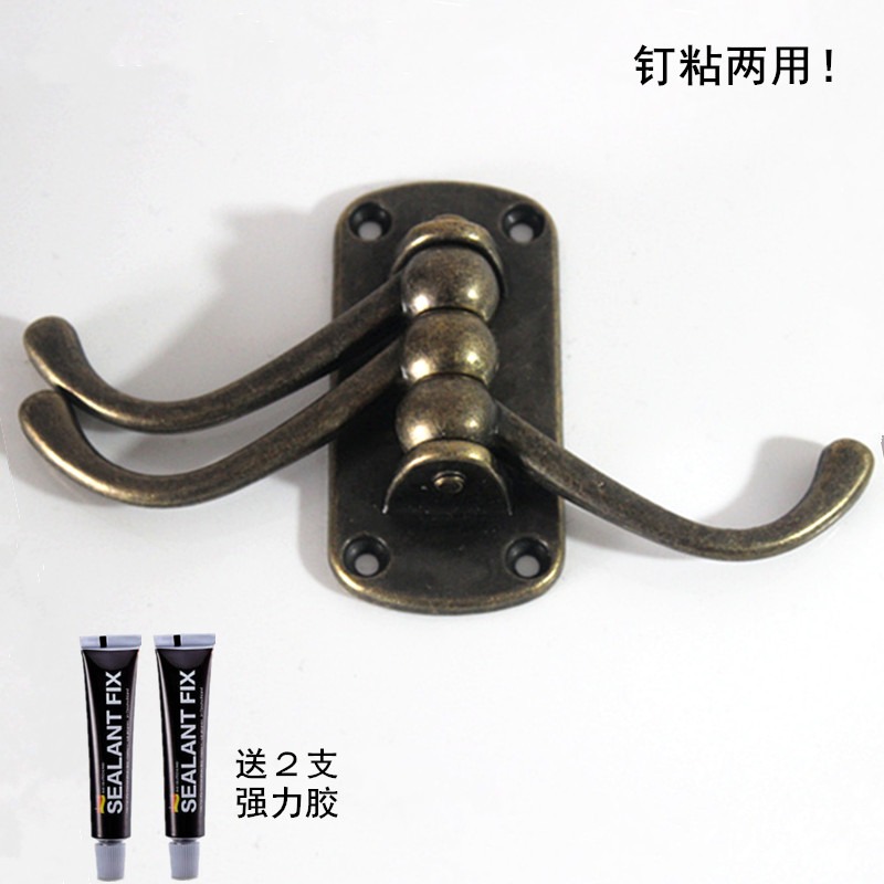 青古銅旋轉掛鉤免打孔美式復古衣帽鉤客廳衣服掛架浴室試衣間壁掛-細節圖2