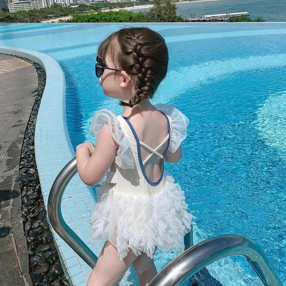 2022夏季兒童泳裝中小童寶寶洋氣泳衣女童連體游泳衣小女孩網紗韓-細節圖2