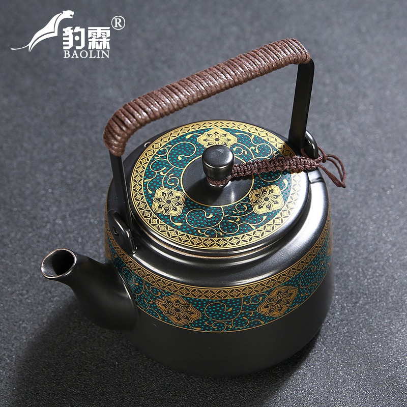 泡茶壺提樑單壺陶瓷家用煮茶器燜茶水壺沏茶具超大容量400ml復古-細節圖2