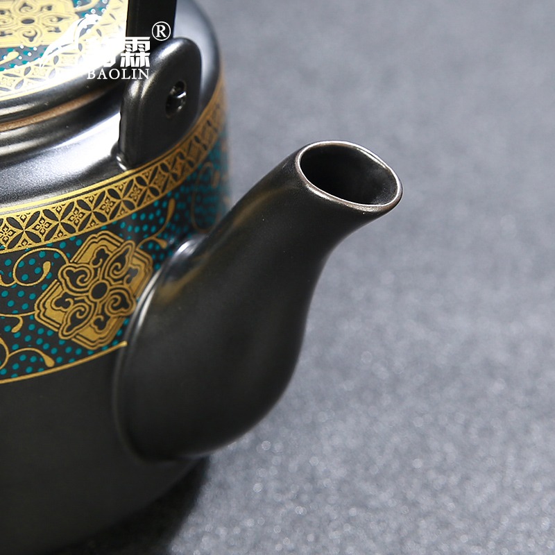 泡茶壺提樑單壺陶瓷家用煮茶器燜茶水壺沏茶具超大容量400ml復古-細節圖3
