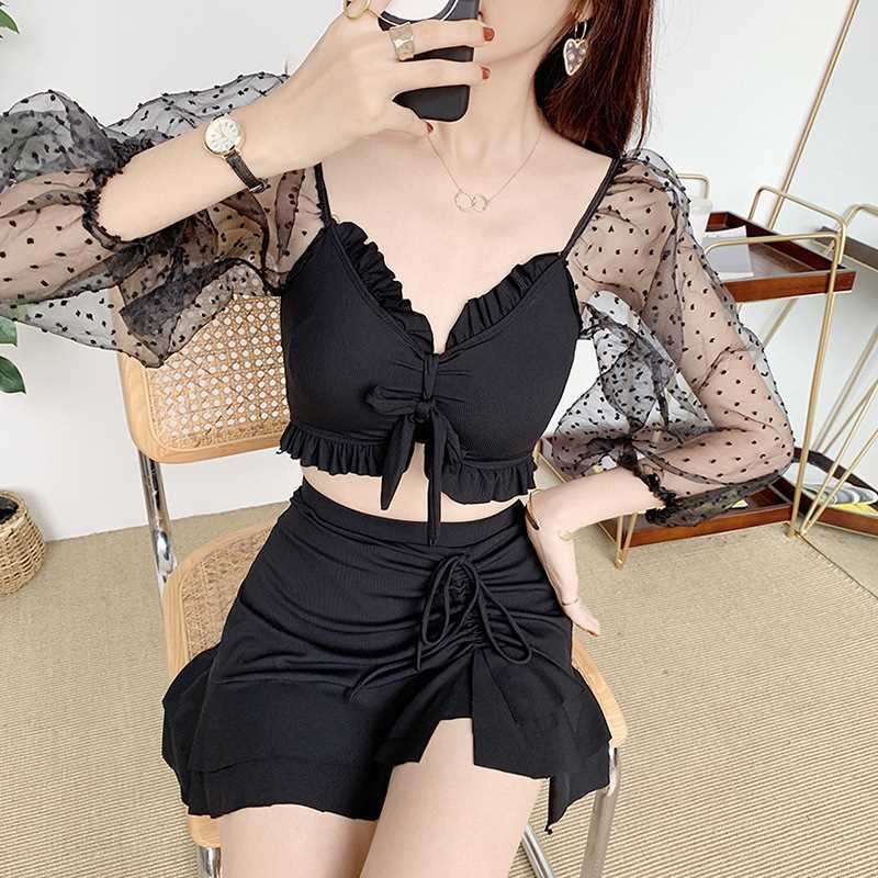 游泳衣女分體性感比基尼泡溫泉遮肚顯瘦小胸聚攏新款超仙網紅泳裝-細節圖3