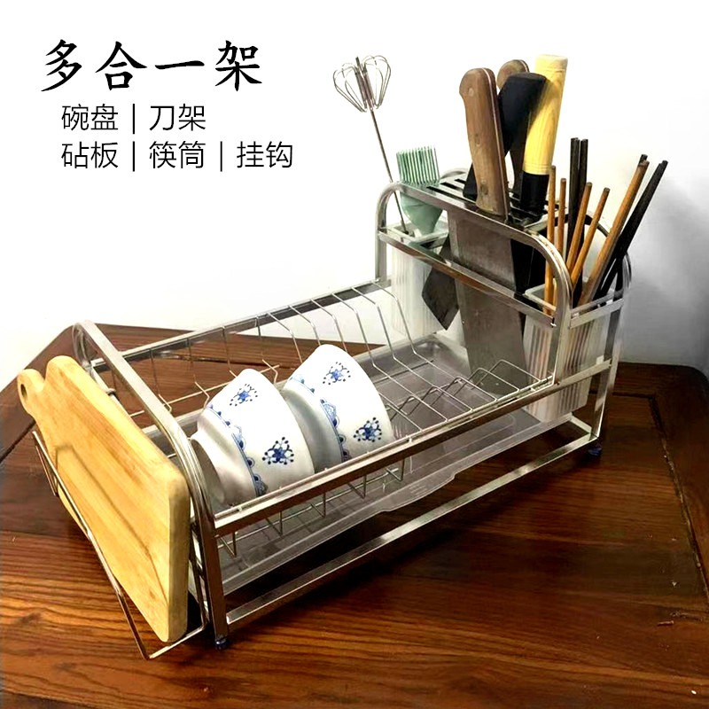 不銹鋼廚房晾放碗筷碟架刀架置物架水槽瀝水架單層家用收納架臺面-細節圖3