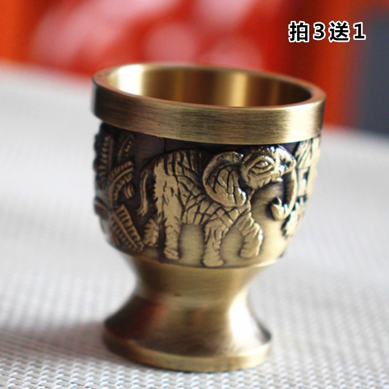 純黃銅酒杯子復古小號烈酒杯白酒杯高腳小酒杯茅臺杯家用金屬酒具-細節圖2