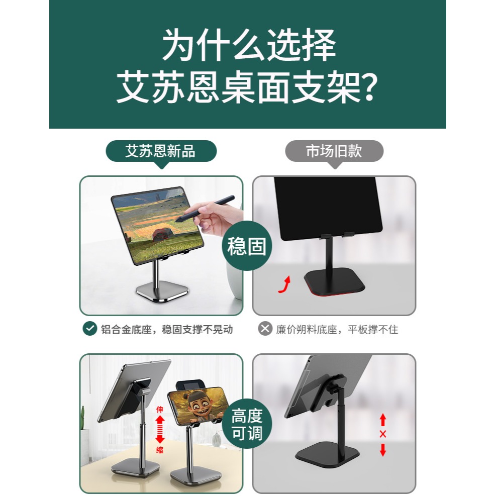 手機支架桌面懶人直播平板電腦iPad牀頭萬能通用支撐架pad折疊升降多功能伸縮可調節pro便攜支夾座巧-細節圖7
