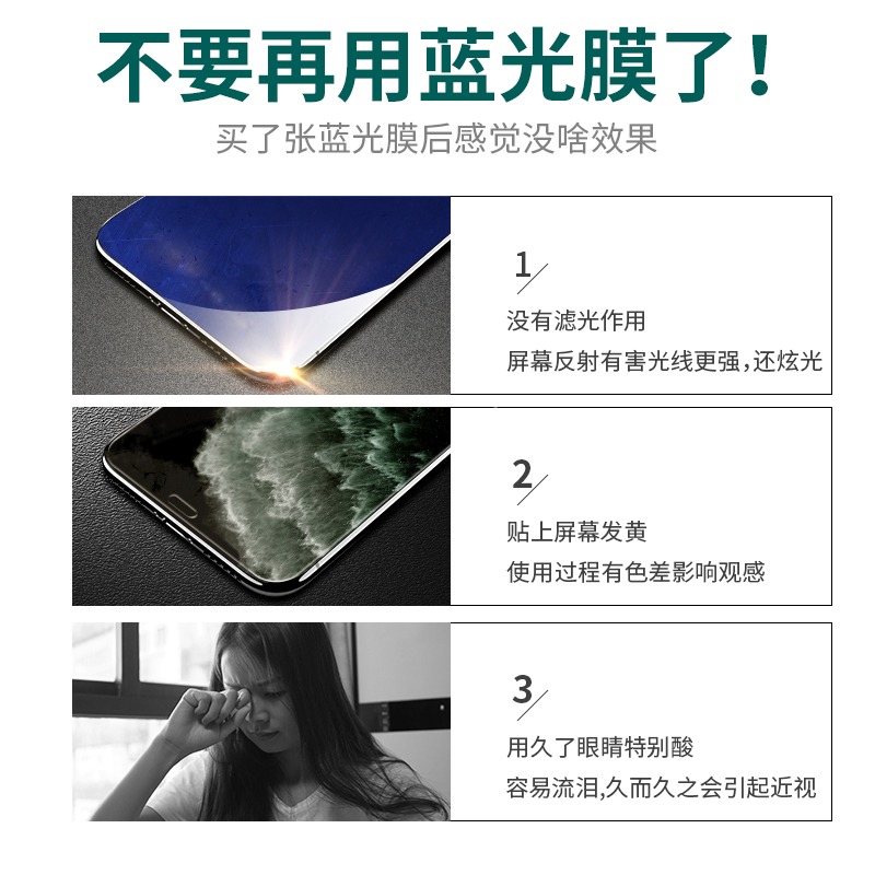 【綠光護眼膜】適用於蘋果12鋼化膜iphone12/12pro全屏覆蓋12mini抗藍光12promax全包邊防摔手機膜-細節圖5