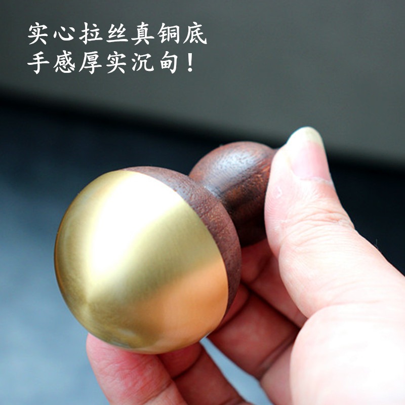 黑胡桃木銅葫蘆擺件純銅葫蘆創意中式客廳家居辦公室桌面擺設禮品-細節圖3